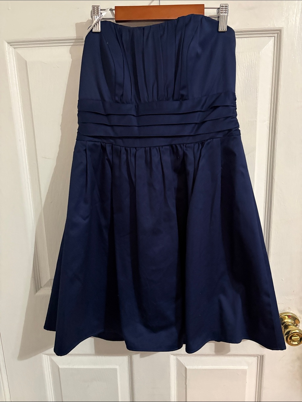 David's Bridal Strapless Navy A-Line Cocktail Dress